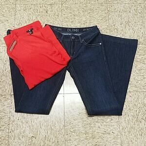 DLI961 joy super high rise flare bottom sz 27 jeans
